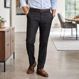 HAGGAR Black Classic Fit Cool 18 Pro Dress Pants, 36W X 34L